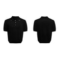 Men's loose fit short sleeve shirt with double lapel collar in polyester knit fabric
