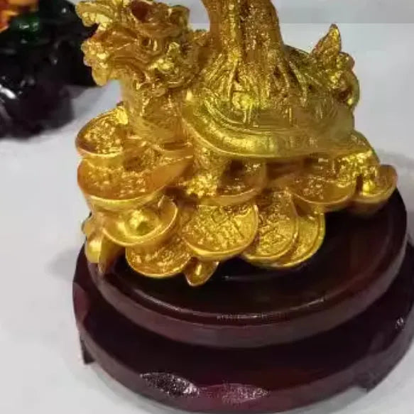 Citrine small water turtle money tree resin ornament measuring 18cm by 23cm