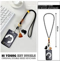 Cartoon black cat design plastic card sleeve holder with ferrule pendant for bus and student cards