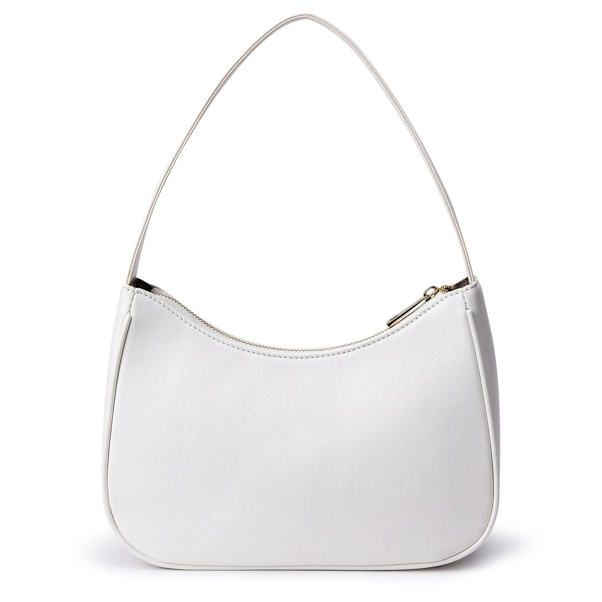 Simple retro-style waterproof PU shoulder bag shown in apricot colour with an adjustable shoulder strap.