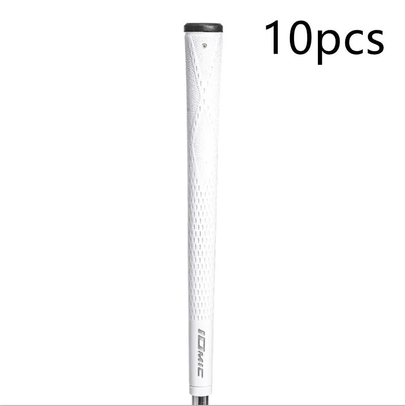 TPE non-slip golf club grip shown in multiple colour options including red, blue, and black.