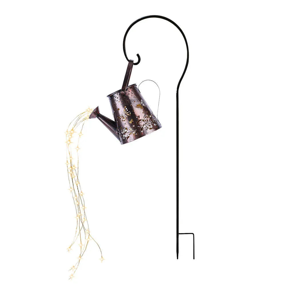 Solar garden lamp with tapered butterfly iron design and warm white LED light