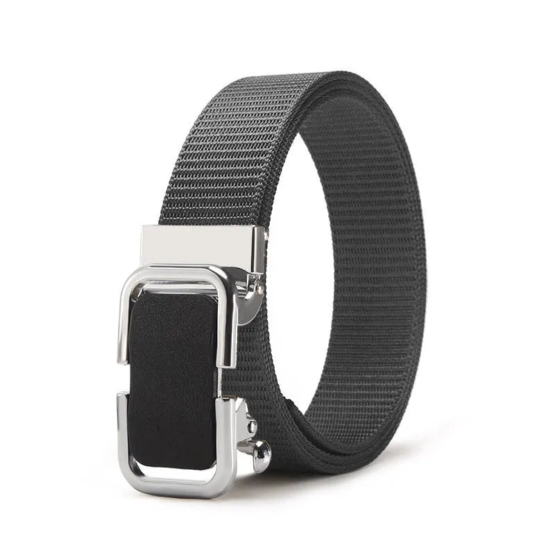 Toothless nylon canvas men's belt with alloy buckle in multiple colour options