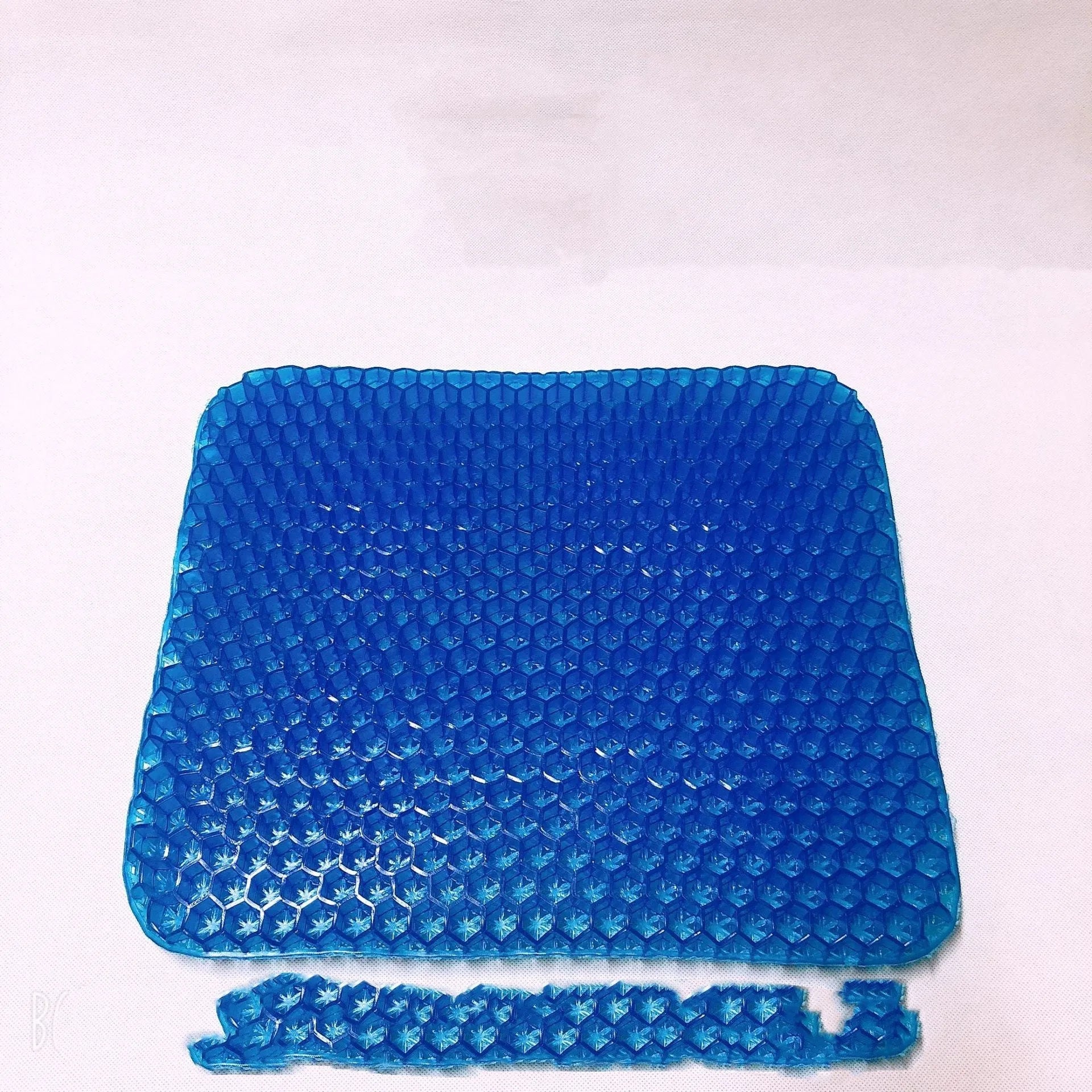 Summer gel seat cushion with honeycomb pattern showing breathable design and double-thick construction