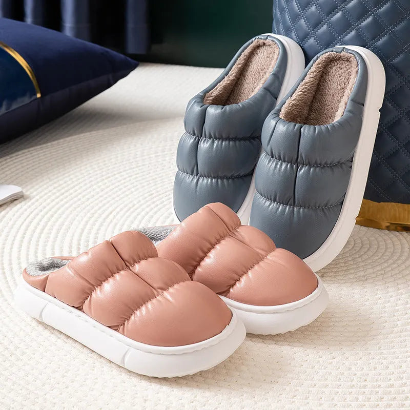 Women's soft waterproof non-slip home slippers, artificial PU upper, EVA sole, baotou style, multiple colours