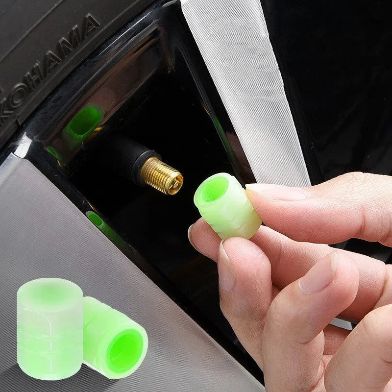 Rubber luminous valve caps for car tyres showing 16mm by 12mm dimensions