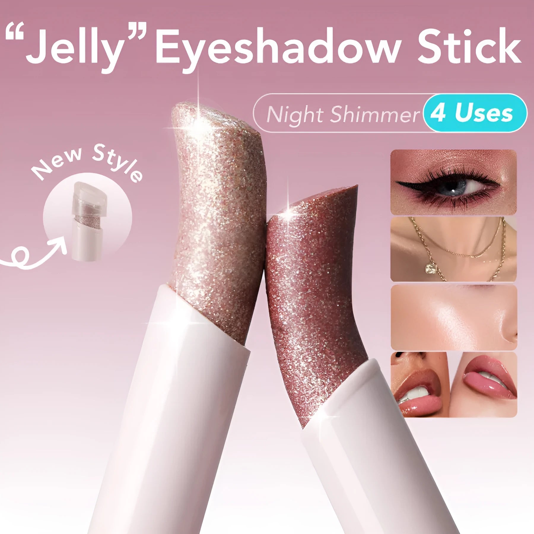 Jelly eye shadow stick with starlight pearlescent thin glittering finish in a colour option
