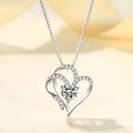 Women's heart-shaped pendant necklace in 925 silver with choice of platinum, gold, or rose gold finish.