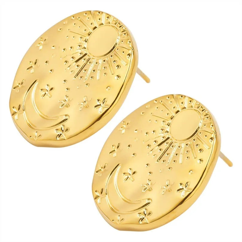 304 stainless steel geometric shell earrings in gold or silver electroplated finish