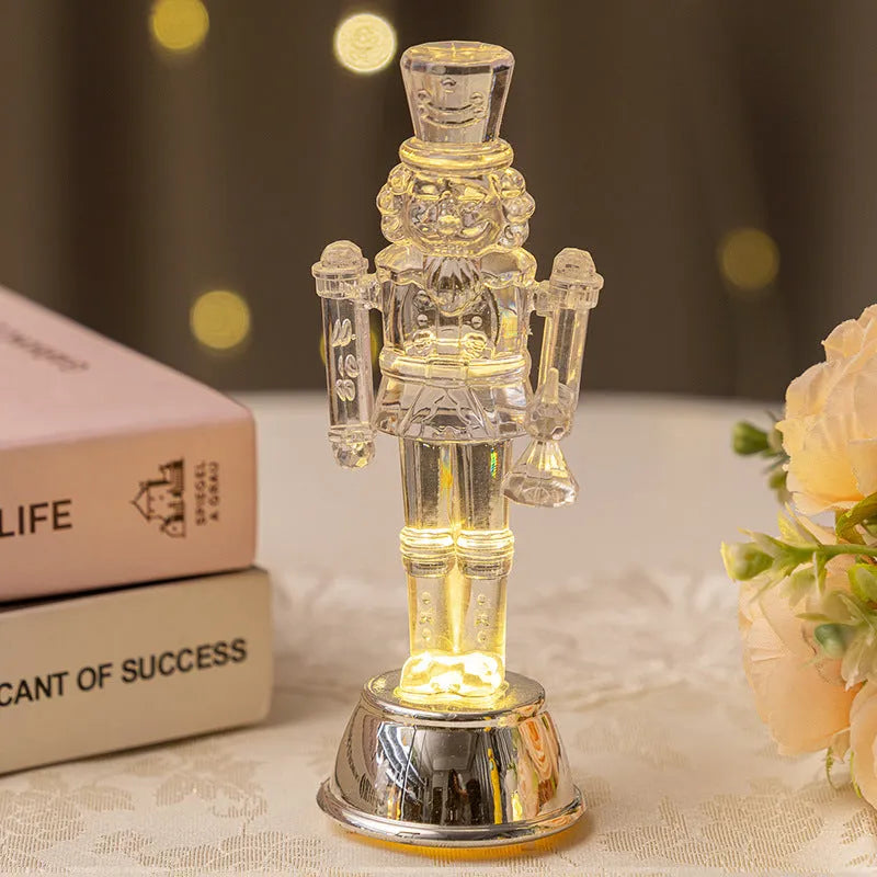 Transparent plastic Christmas nutcracker ornament for desktop display with soldier design