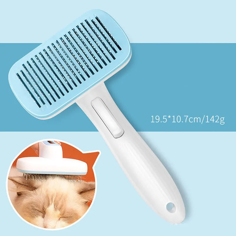 Automatic pet grooming comb with hair removal needles in blue, grey, green or pink