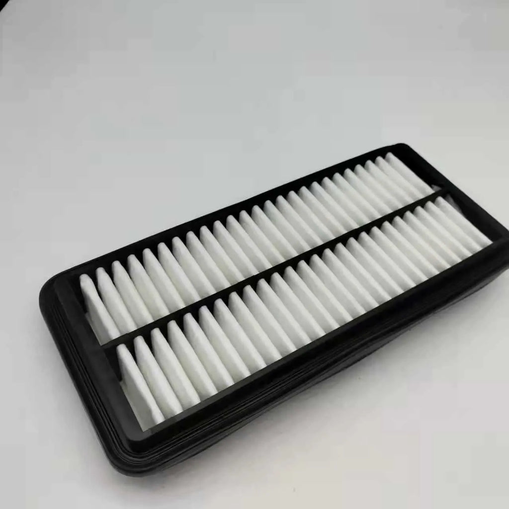 Black car air filter measuring 256x113x40mm for modern vehicle replacement