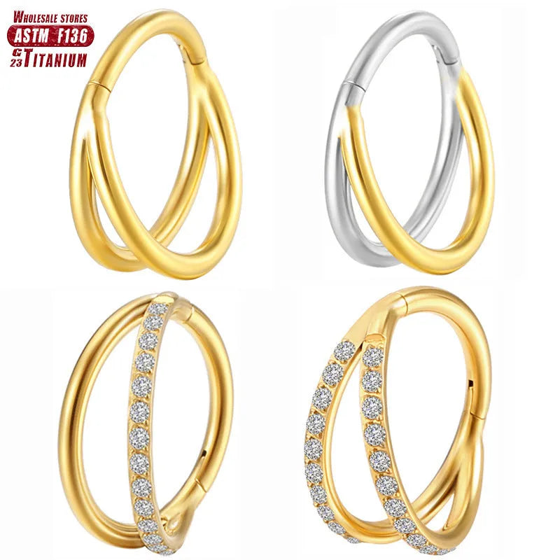Titanium alloy nose ring body piercing jewellery with diamond treatment in multiple colour finishes