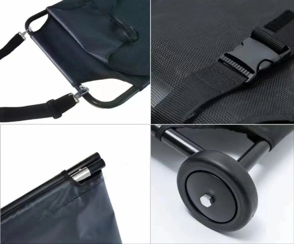 Black aluminium alloy foldable pet stretcher for large dog emergency transfer