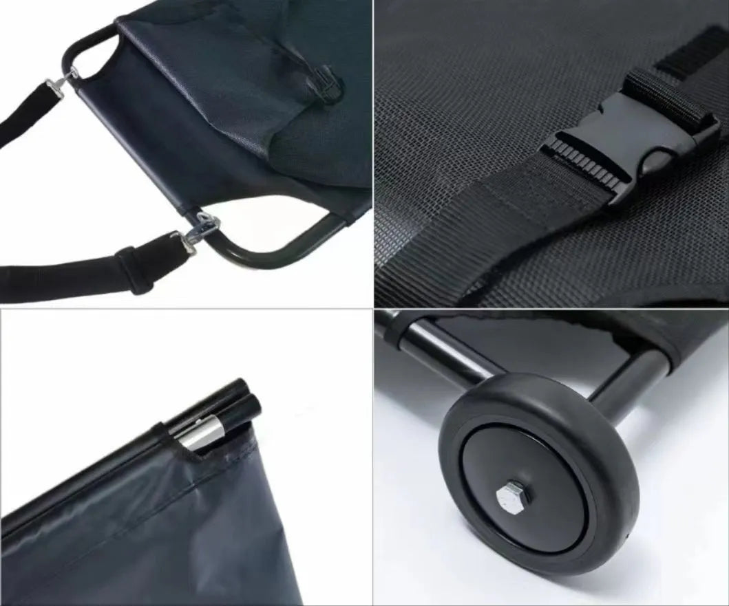 Black aluminium alloy foldable pet stretcher for large dog emergency transfer