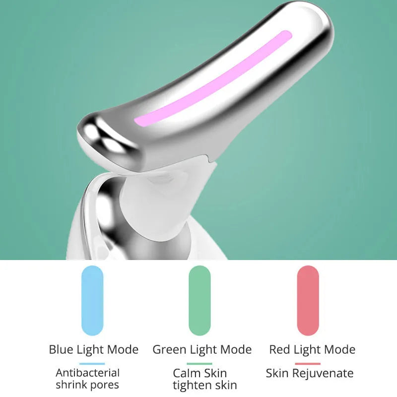 EMS thermal neck massager with three-colour LED lights for facial tightening and wrinkle reduction