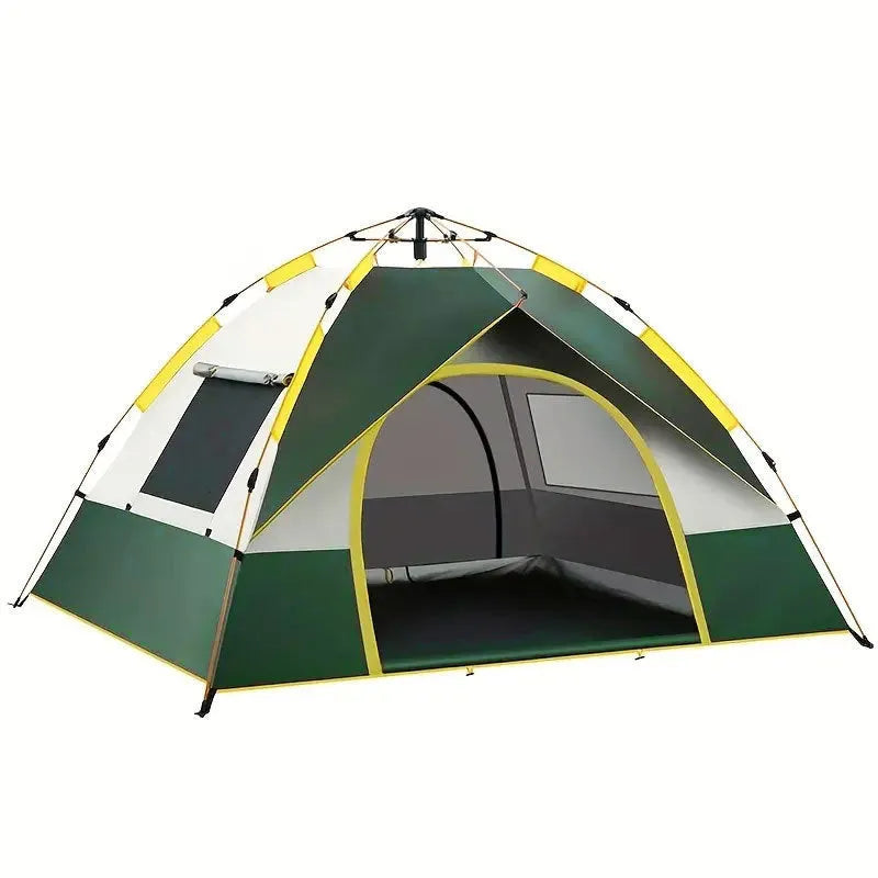 Dark green automatic opening family camping tent for 3-4 people with double-layer design