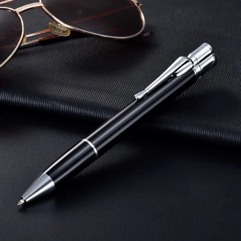 Windproof metal jet flame pen lighter in assorted colours on a key chain