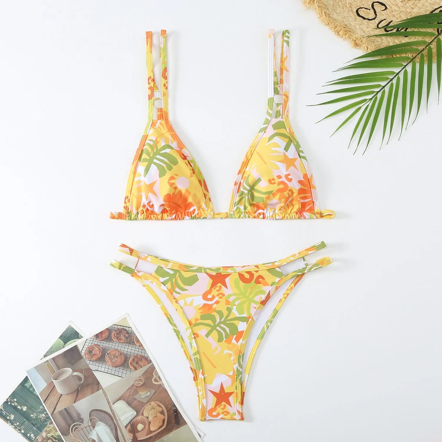 Women's halter polyester fibre briefs set for swimming in multiple colours
