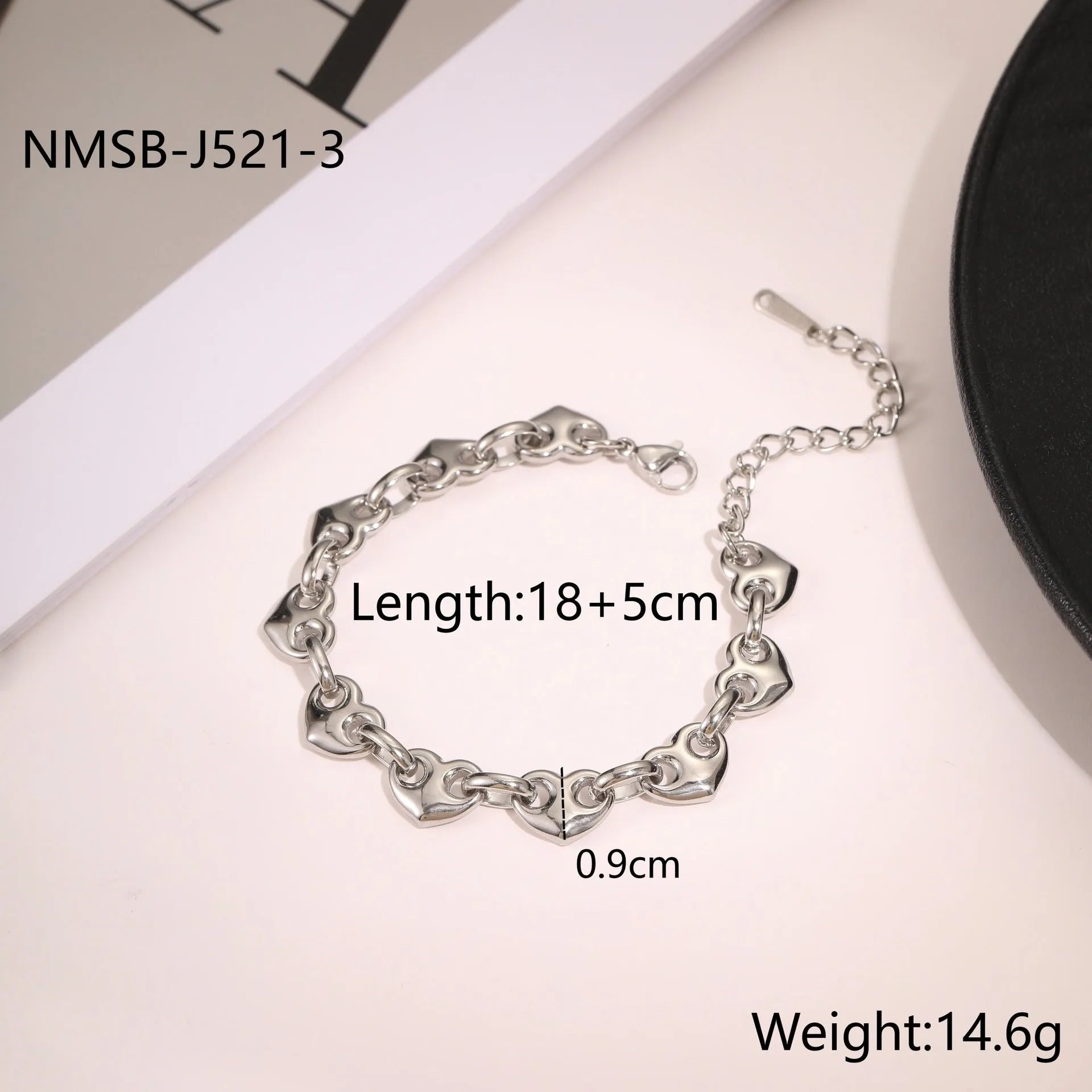 Stainless steel hollowed-out heart bracelet with electroplated 18K finish