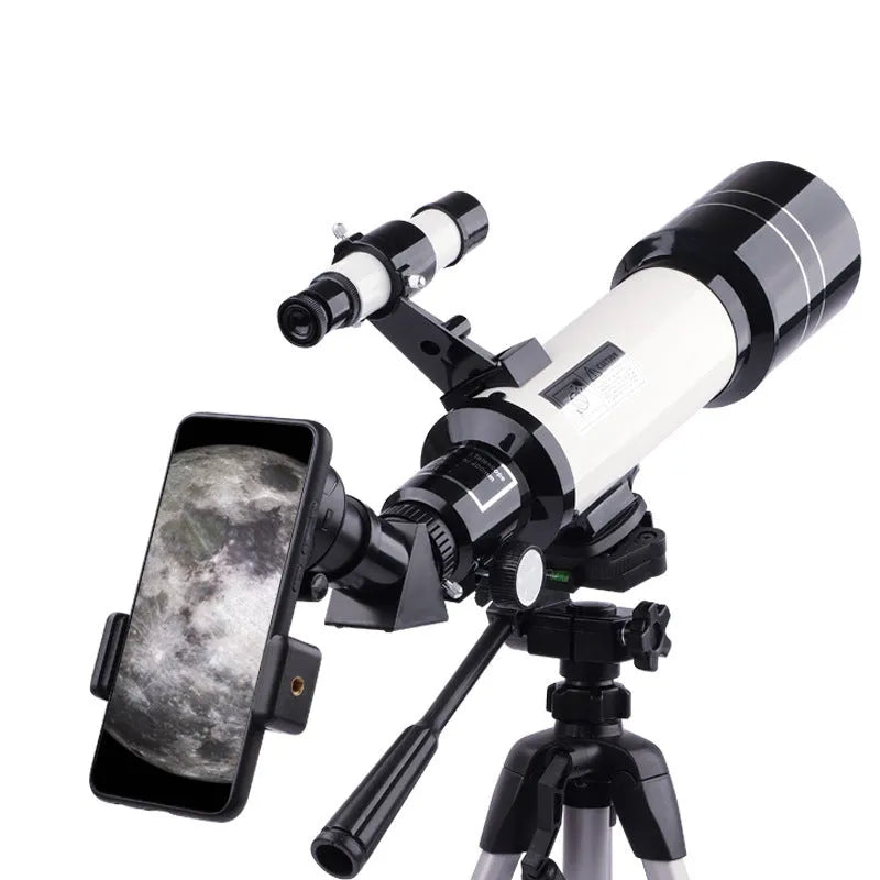 Dark blue children's astronomical telescope on tripod with 16X-66X magnification