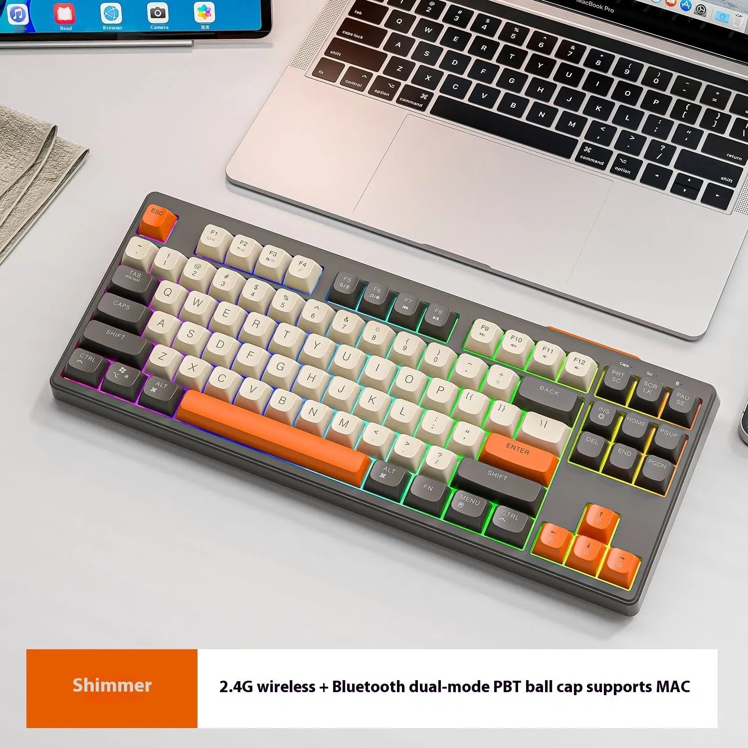 Free Wolf M87 wireless Bluetooth dual-mode keyboard in compact 38cm ABS plastic design