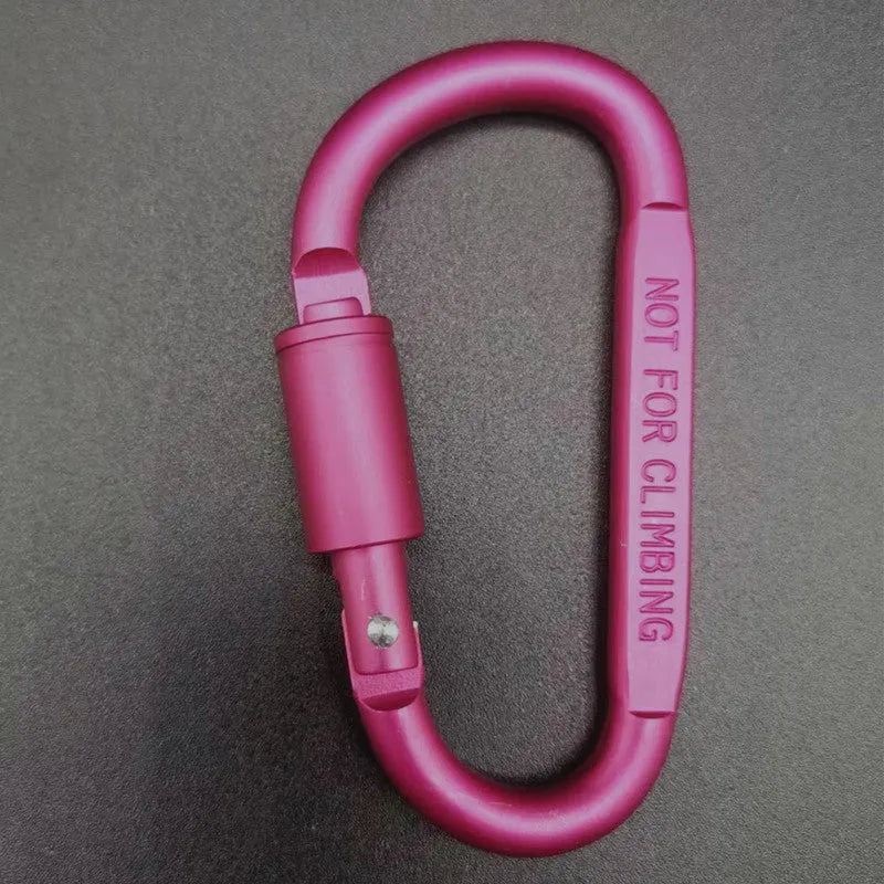 D-type aluminium carabiner with locking mechanism in multiple colour options