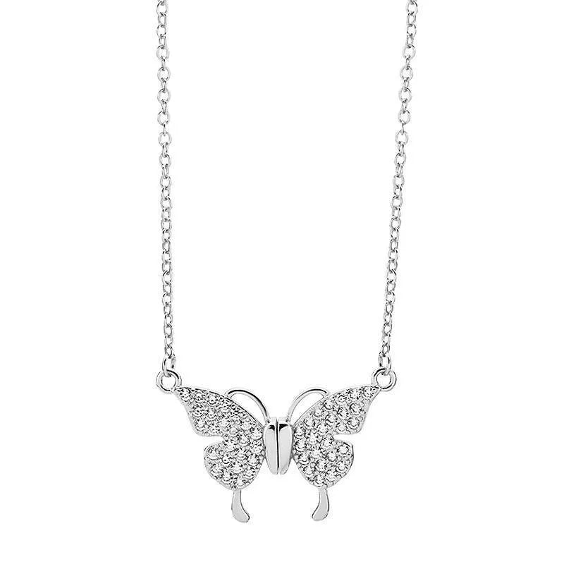 Women's titanium steel clavicle chain with magnetic snap butterfly pendant on twisted chain