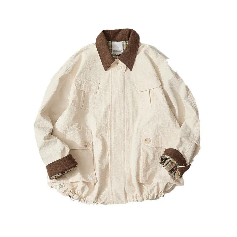 Green solid colour casual polyester jacket with side seam pockets