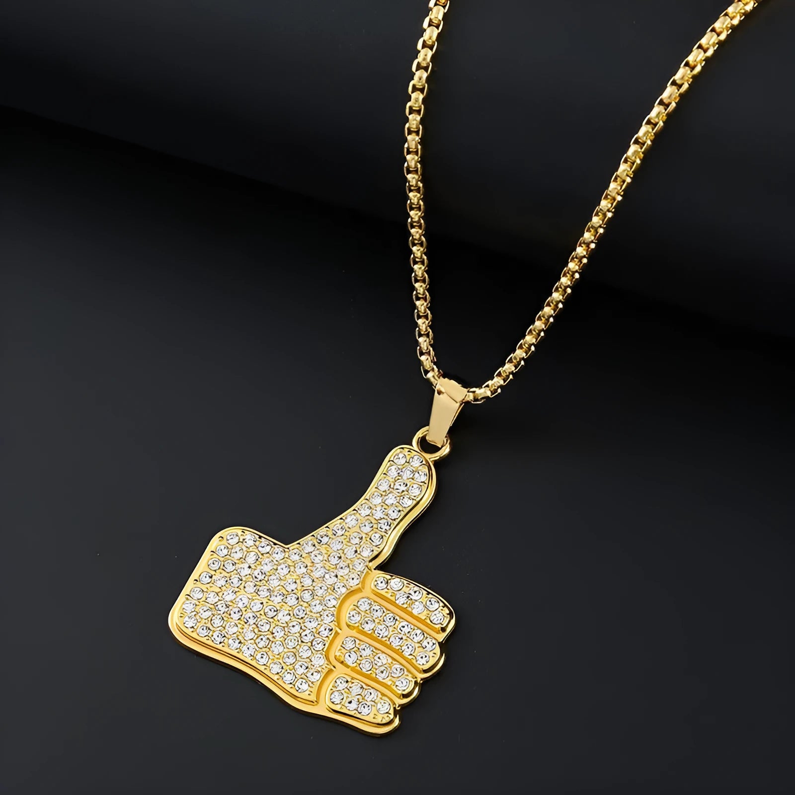 Geometric pendant women's necklace with zircon details and gold plated finish