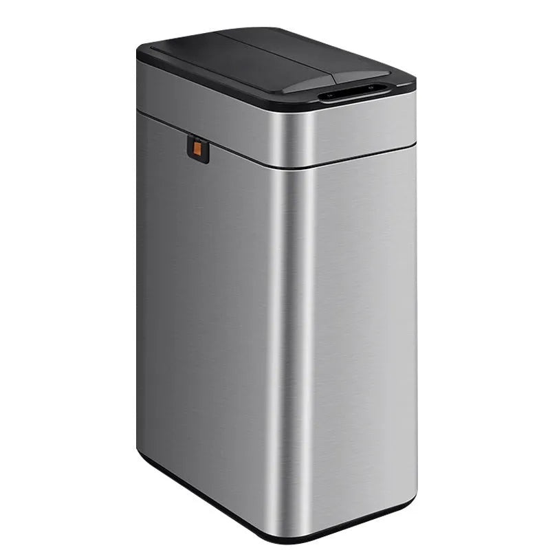 Stainless steel smart inductive trash can with square shape and deodorant system