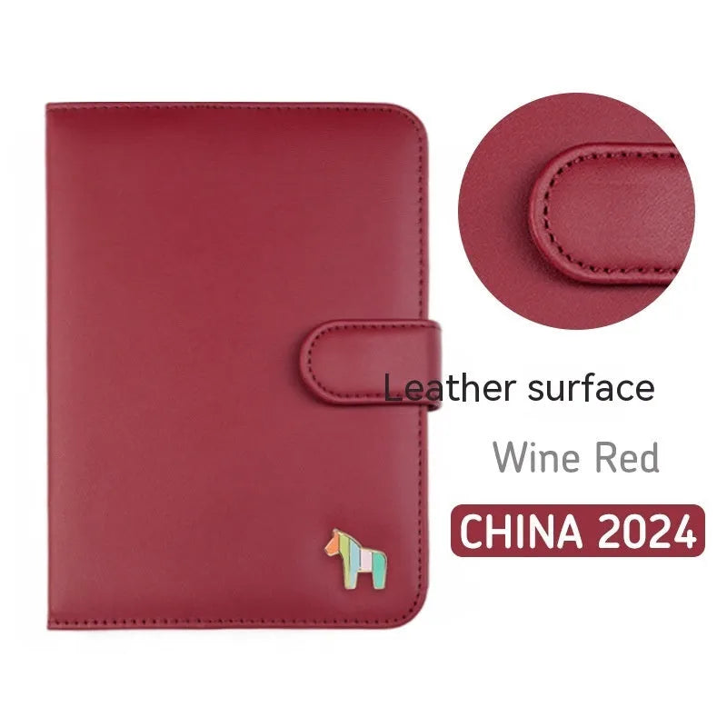 Leather schedule book 396 days dated diary open showing horseback binding and Daolin paper pages