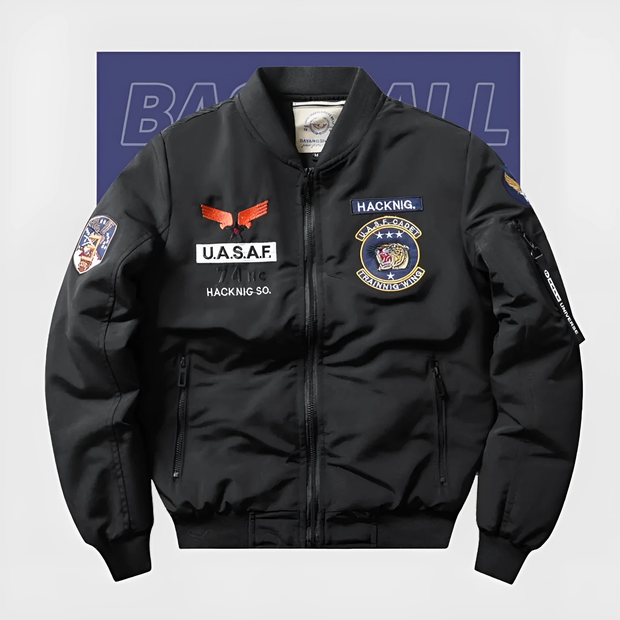 Men's slim-fit retro motorcycle coat with stand collar and embroidery in four colour options