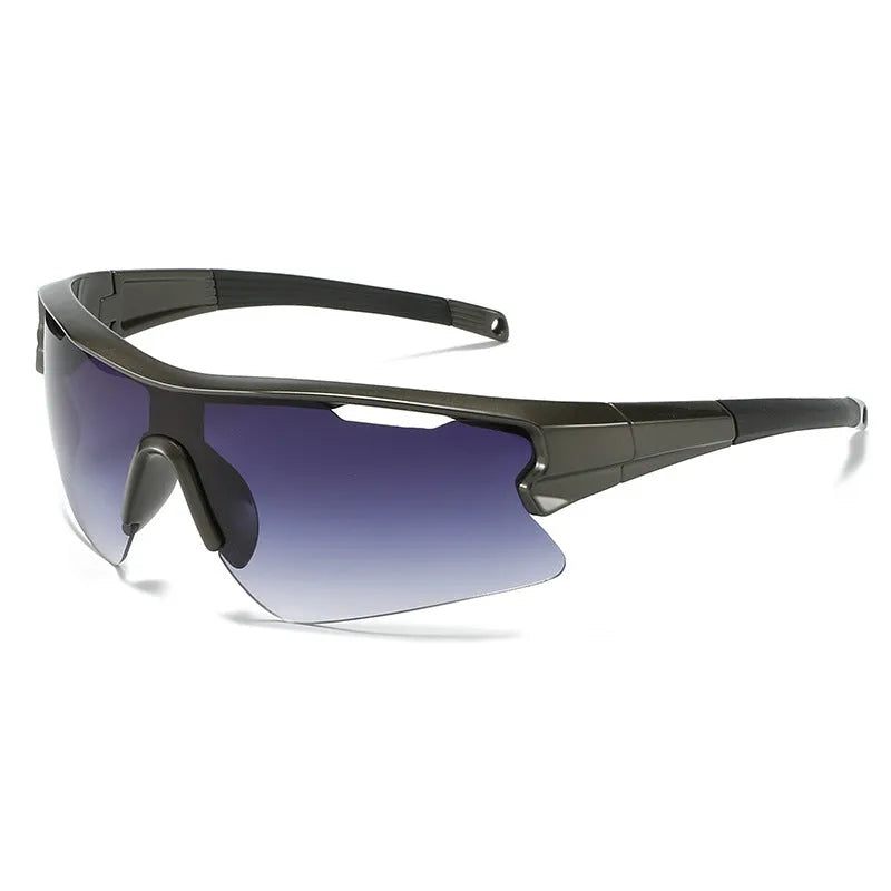 Windproof outdoor cycling sunglasses shown in black frame with grey lens option.