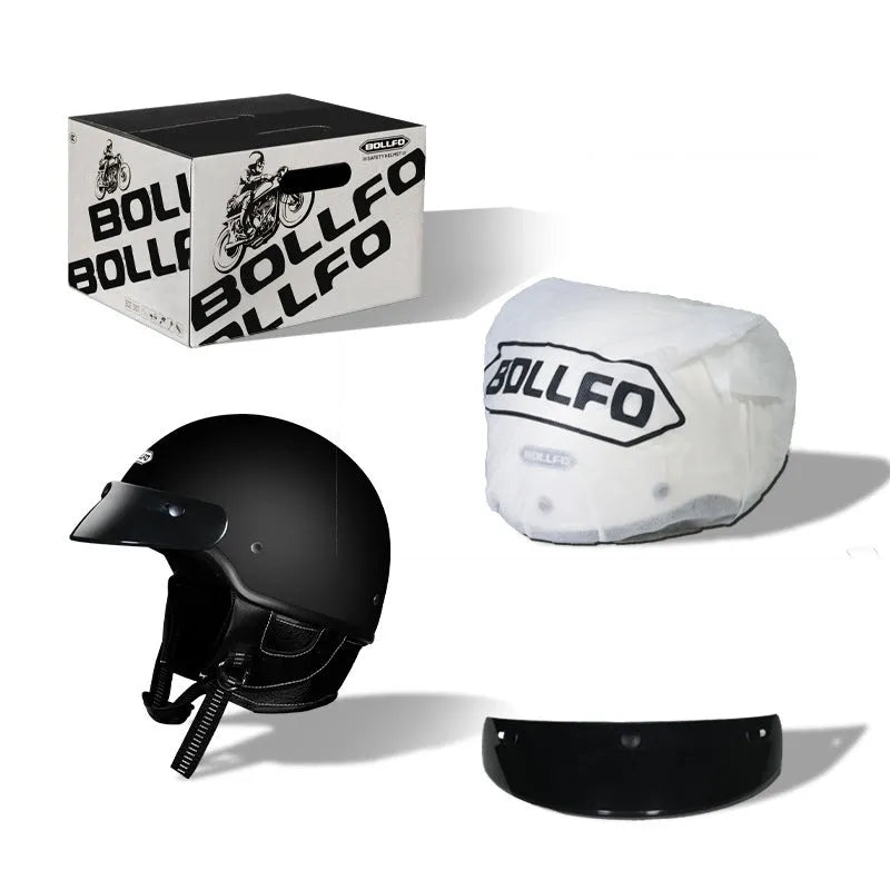 Retro full-face motorcycle helmet in cement grey on a stand