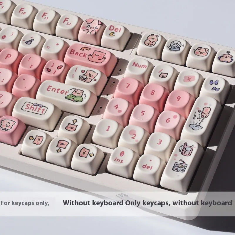 Pink fragrant pig design key cap for mechanical keyboards with five-sided dye-sublimation printing