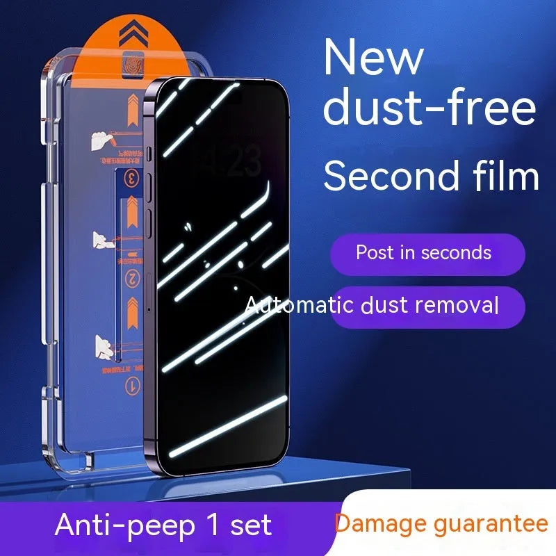 Tempered glass screen protector for iPhone with dust-free listening hole net and frosted finish