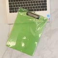 A4 transparent plate holder writing board with metal clip holding A4 document
