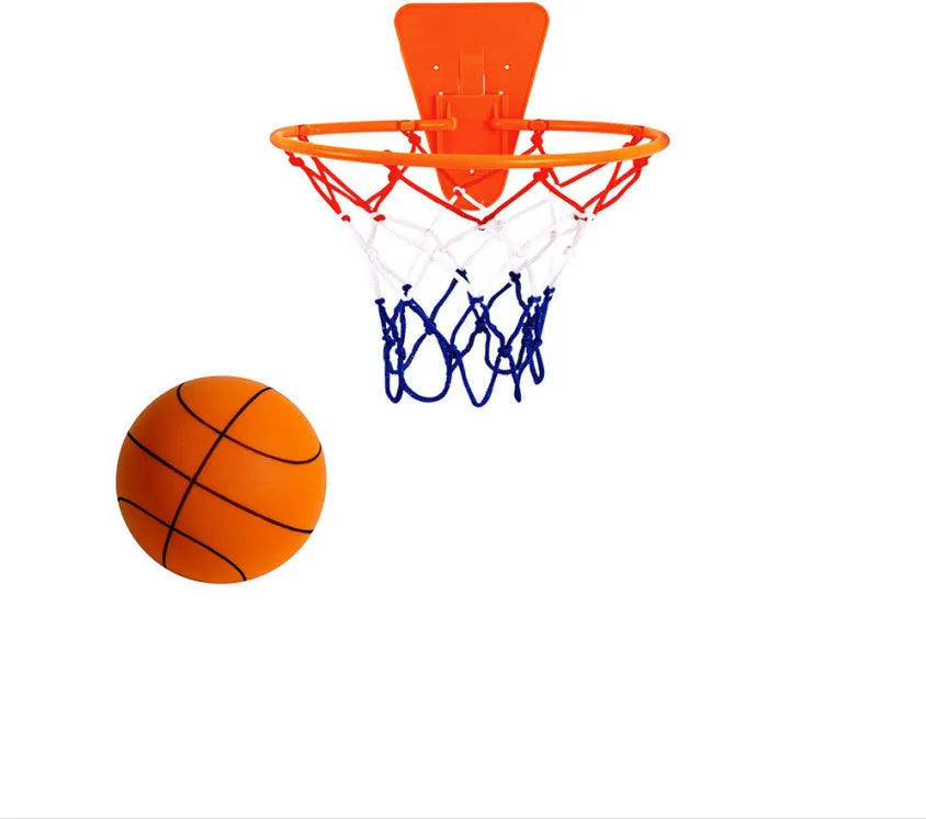 Silent foam basketball set in assorted colours with blue storage box
