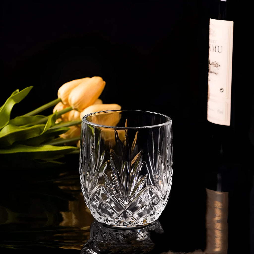Crystal whiskey shot glass with thick bottom in one of ten colour style options
