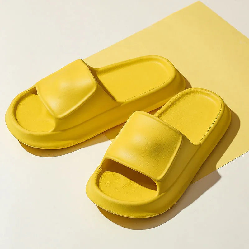 Soft EVA flip-flop slippers with a thick sole, shown in multiple colour options.