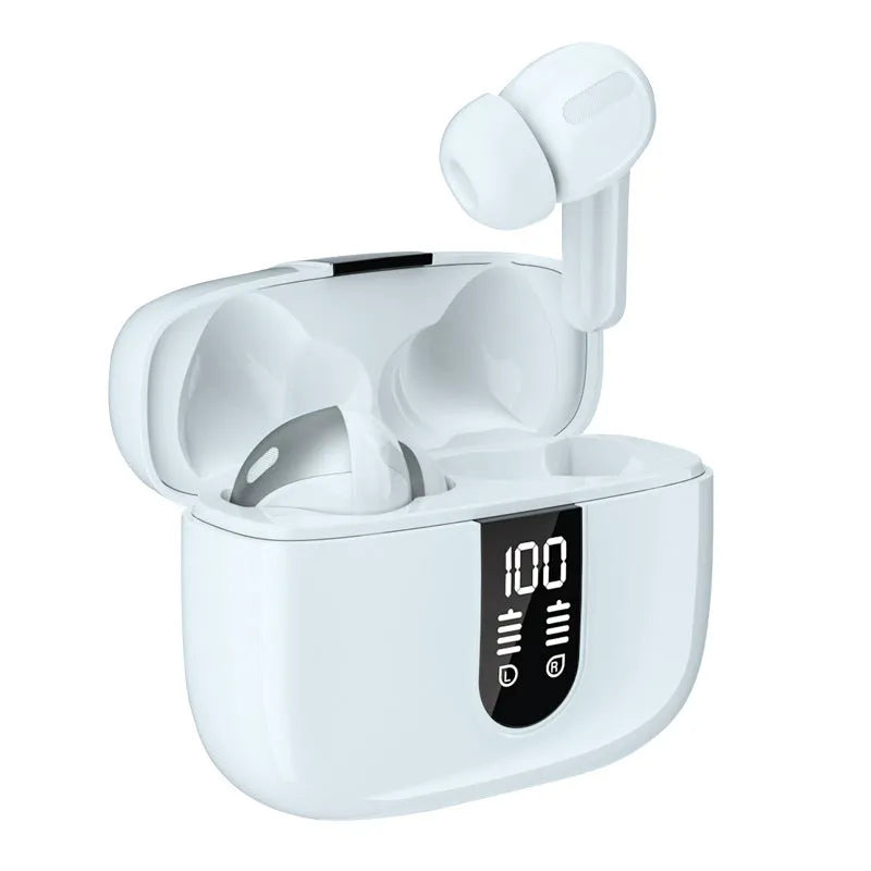 Jerry X08 wireless Bluetooth in-ear headset with digital display showing pairing status