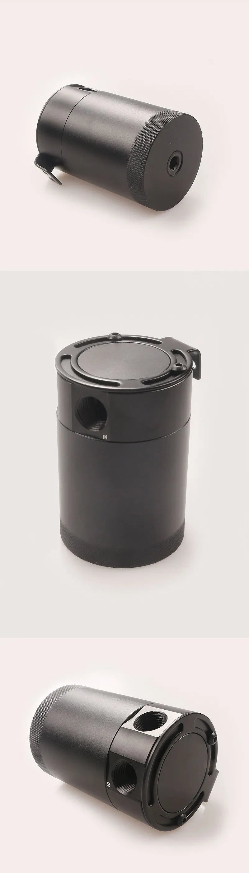 Aluminium automotive oil pot in black or silver with two-hole breathable design