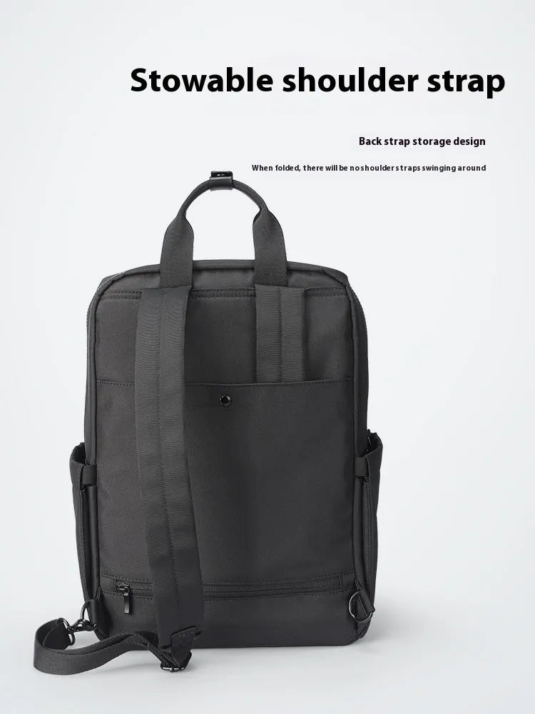 Black Oxford cloth computer backpack with 20-35L capacity for laptops and tablets