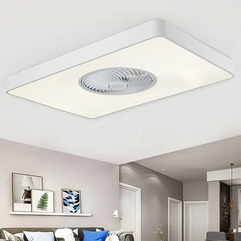 Nordic-style ceiling fan lamp with three solid wood bases in rectangular, round, and square designs