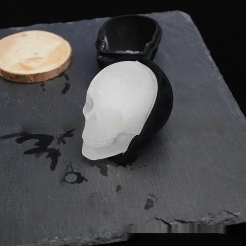 3D skull ice cube maker silicone tray creating detailed Halloween ice cubes