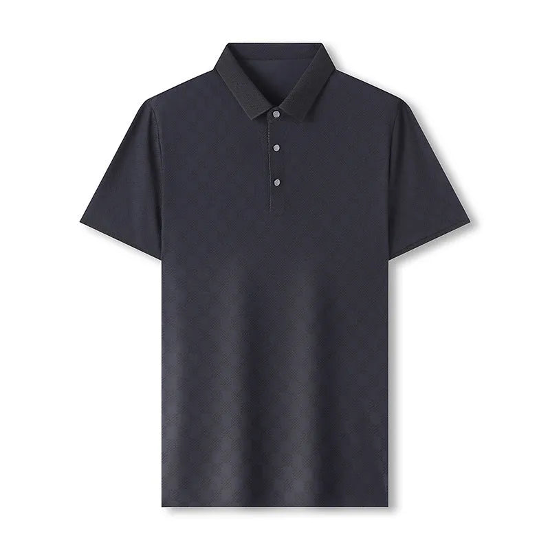 Men's black Rhombus short sleeve T-shirt with a slit hem detail, made from a thin chemical fibre blend fabric.