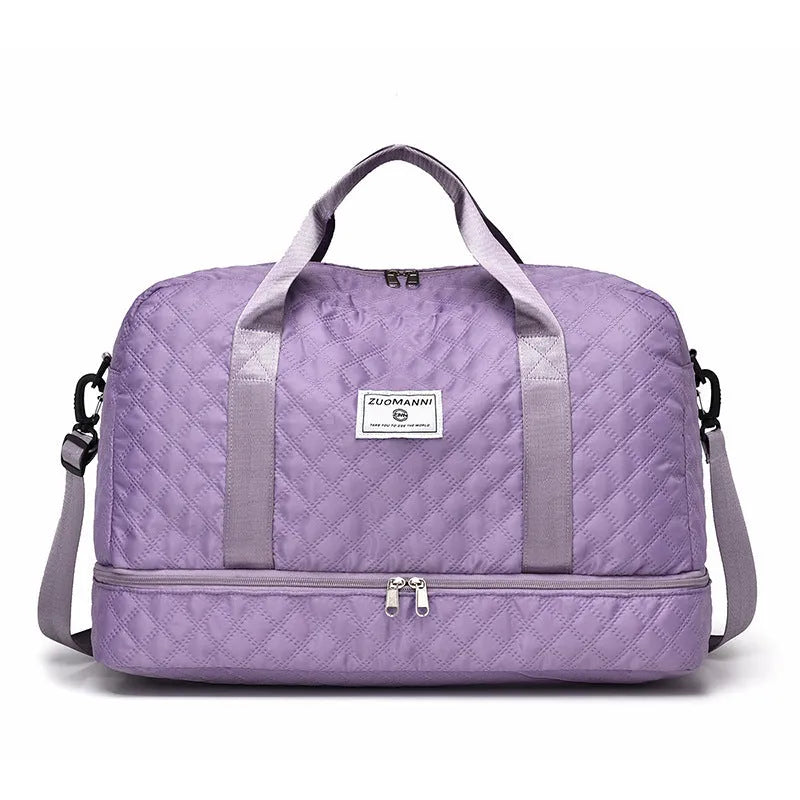Oxford cloth portable large capacity travel bag in solid colour with 36-55L storage capacity