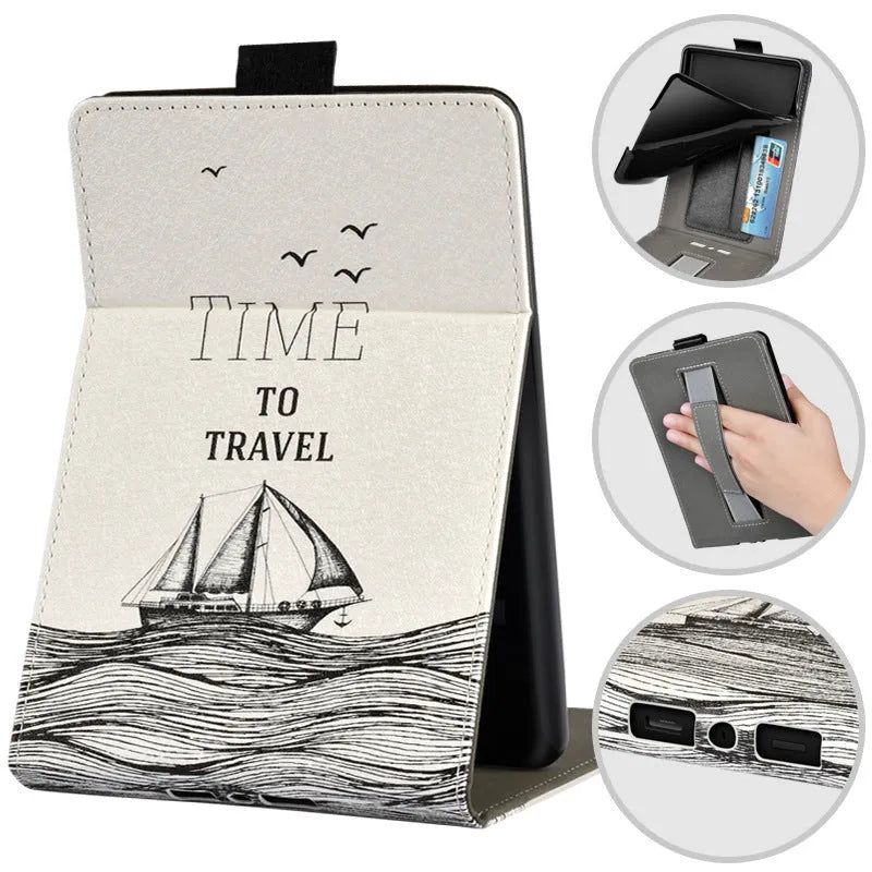 6-inch Kindle Paperwhite case with bracket stand in Van Gogh starry night design