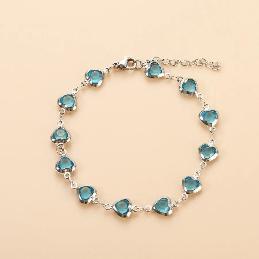 Stainless steel devil's eye geometric heart bracelet with colourful electroplated finish